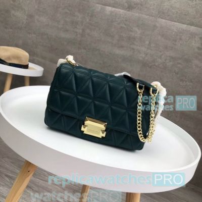Newest Top Clone Michael Kors Green Genuine Leather Bag For Sale